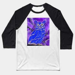 Boho Owl Blue on purple Baseball T-Shirt